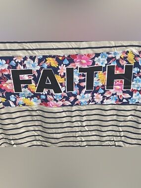 Love Nation Navy & White Striped 'FAITH' Floral Graphic Tee